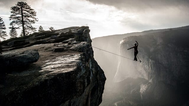 Highline Slacklining Over Dramatic Canyon Landscape Slacklining Wallpapers