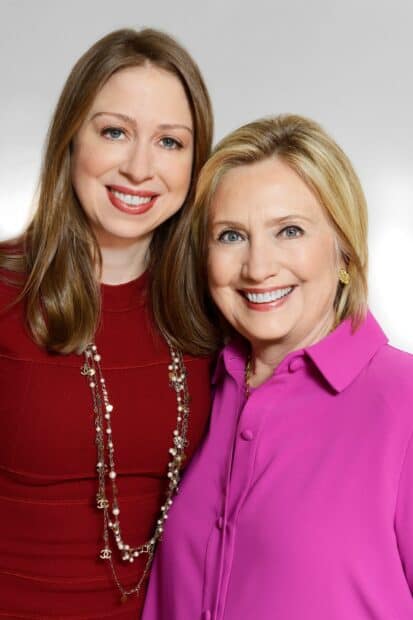 Hillary Clinton and Chelsea Clinton are posing happily for a portrait, HD Phone Wallpaper