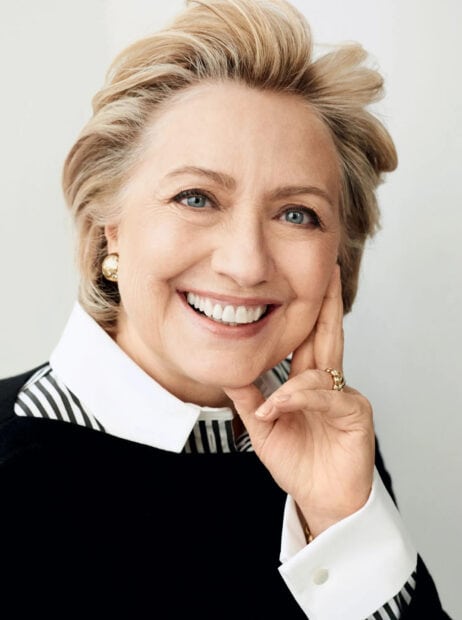 Hillary Clinton wallpapers showing a close up of her smiling face with hand on cheek, HD Phone Wallpaper