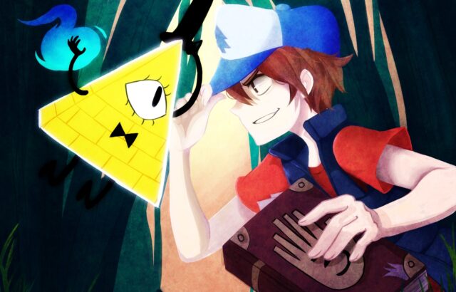 Human Bill Cipher and Dipper Pines Creative Gravity Falls Wallpaper Illustration