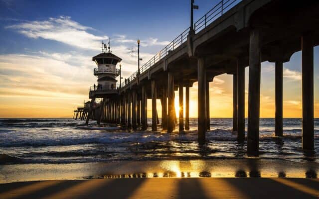 Huntington Beach Pier Sunset Scenic Ocean View Wallpapers