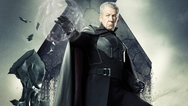 Ian McKellen As Magneto In Dark Costume Action Pose Wallpaper