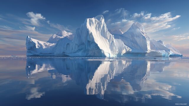 Iceberg HD Wallpaper Free Download, A Serene Iceberg Scene With Reflections On Still Water, Providing A Tranquil Backdrop For Desktops