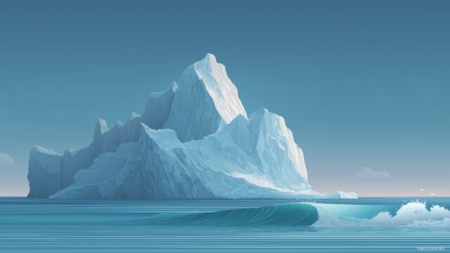 Iceberg Wallpaper HD For PC, A Tranquil Iceberg Scene With Gentle Waves Lapping At Its Base, Designed To Bring A Sense Of Peace To Your Workspace