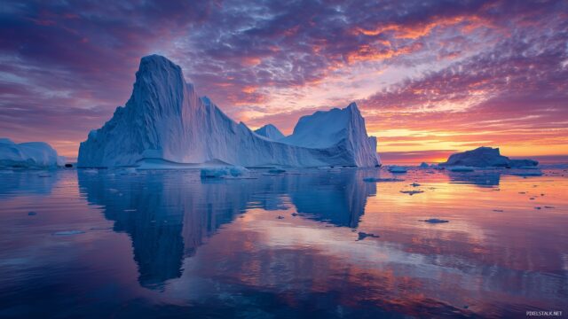 Iceberg Wallpaper HD Free Download, An Impressive Array Of Icebergs At Sunrise, Capturing The Beauty Of Nature Palette In Stunning Detail