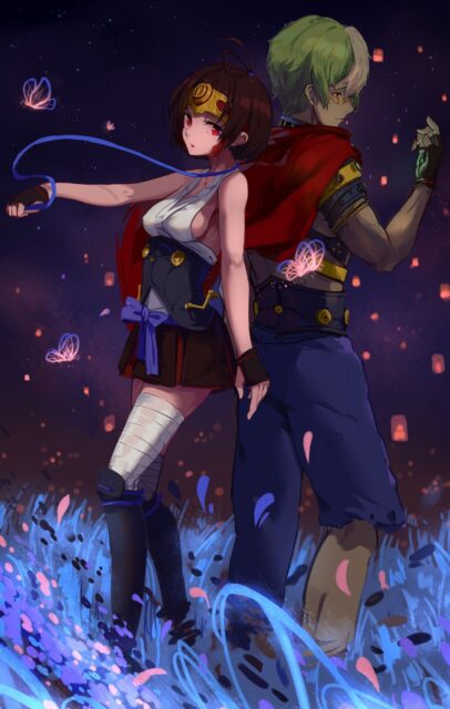 Ikoma Wallpapers Anime Characters Standing Back To Back In Mystical Night Scene