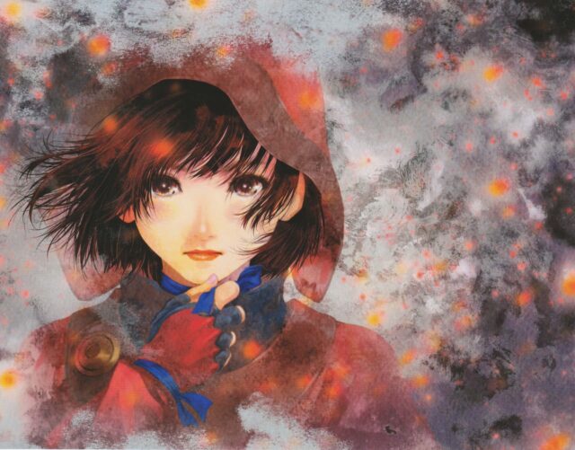 Ikoma Wallpapers Anime Girl In Red Hood With Fiery Background Artwork