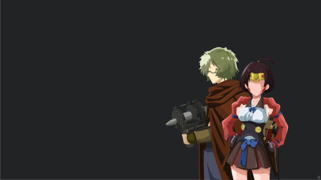 Ikoma Wallpapers Featuring Two Anime Characters Standing Back To Back On Dark Background