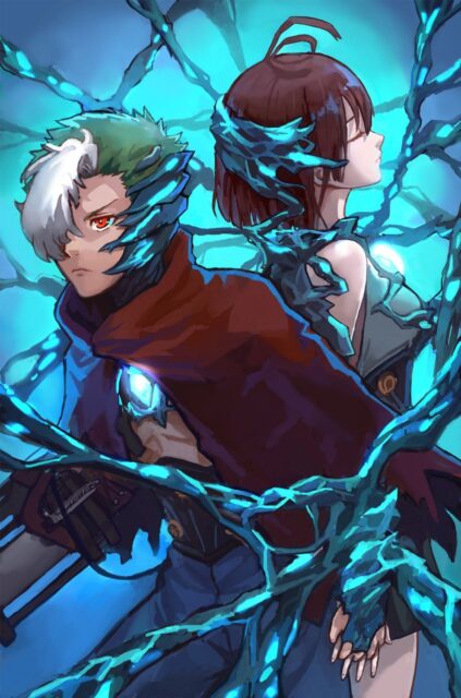 Ikoma Wallpapers Featuring Two Characters Bound By Blue Energy In Dynamic Anime Style