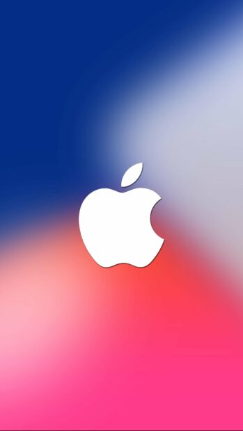 A white Imac logo is centered on a gradient background of blue, pink, and purple colors, 4K Phone Wallpaper