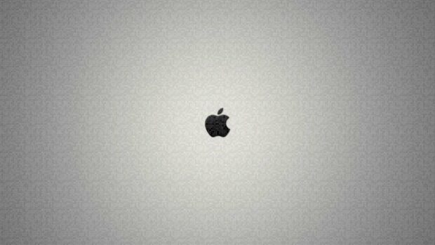 A black Imac logo is centered on a textured gray pixel background, 4K Desktop Wallpaper