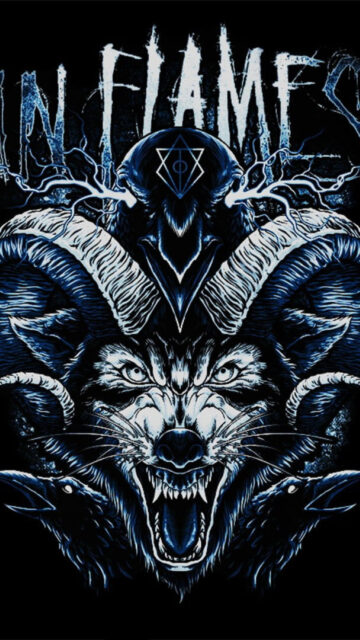 In Flames Band Art Fierce Wolf And Ravens Design Wallpaper