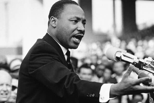Inspiring Martin Luther King Jr Speech Moment Wallpaper
