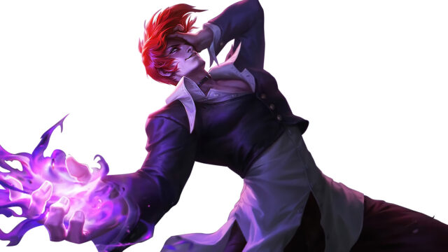 Iori Yagami Character Art With Purple Flames Wallpaper