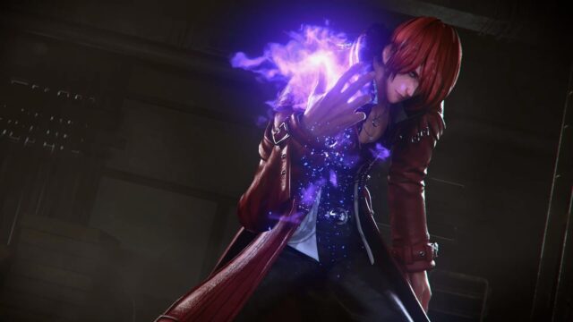Iori Yagami Unleashes Purple Flame Power Wallpaper