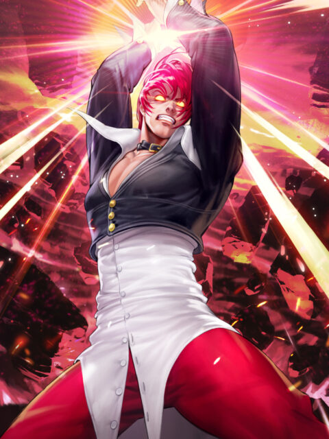 Iori Yagami Unleashing Power Anime Wallpaper