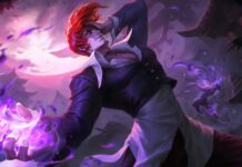 Iori Yagami Wallpaper Vibrant Purple Aura And Dynamic Pose