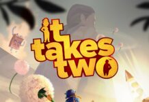It Takes Two Dynamic Characters Falling In Vibrant Game Wallpaper Scene