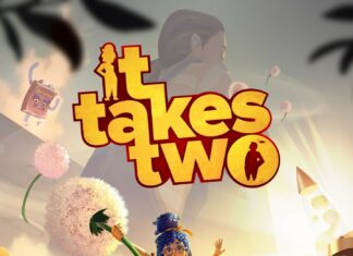 It Takes Two Dynamic Characters Falling In Vibrant Game Wallpaper Scene