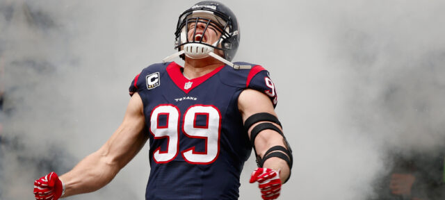 JJ Watt Celebrating On The Field Iconic Wallpaper