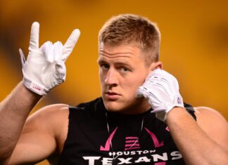JJ Watt In Houston Texans Gear Focused And Ready Wallpaper