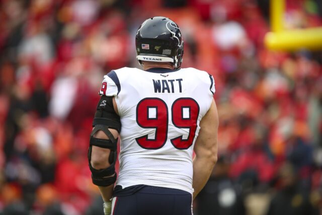 JJ Watt On Field In Texans Jersey Wallpaper