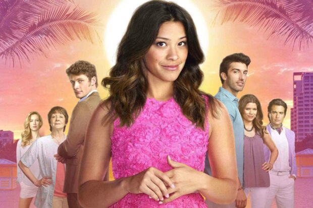 The main characters of Jane The Virgin stand together against a sunset backdrop, HD Desktop Wallpaper