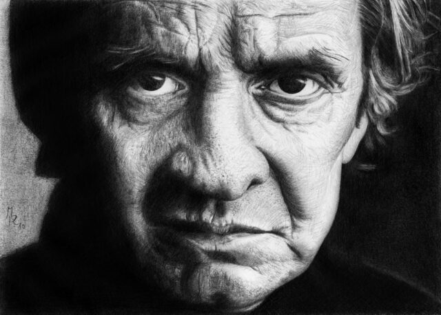 Johnny Cash Artistic Portrait Wallpaper Drawing