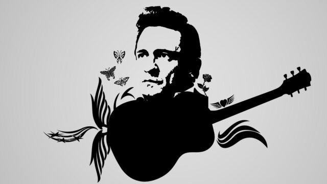 Johnny Cash Artistic Silhouette Wallpaper Design