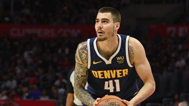 Juancho Hernangomez Denver Nuggets Basketball Player Wallpaper In Action