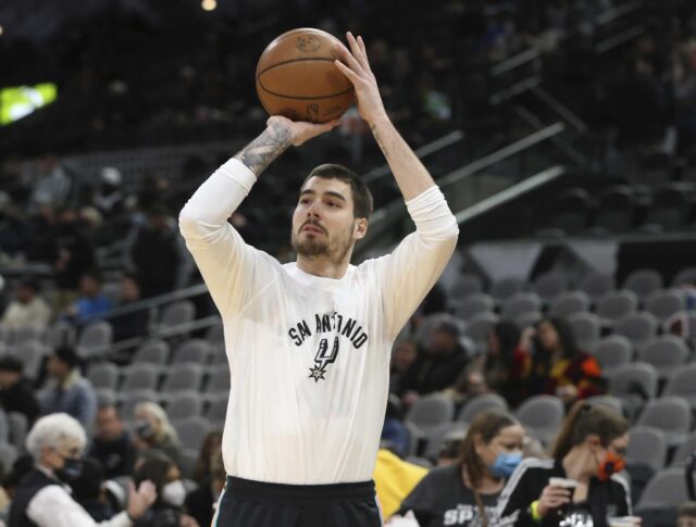 Juancho Hernangomez Shooting Basketball During San Antonio Spurs Warm Up Session Wallpapers