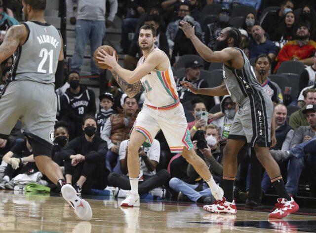 Juancho Hernangomez In Action During NBA Game Against Brooklyn Nets