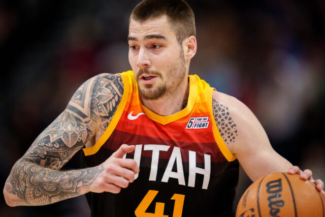 Juancho Hernangomez In Action Playing Basketball For Utah Jazz Wallpapers