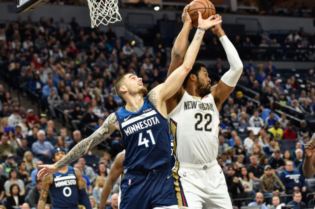 Juancho Hernangomez Intense Basketball Action Minnesota Versus New Orleans NBA Game Wallpapers