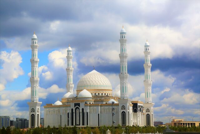 Kazakhstan Mosque Majestic Architecture Sky Background