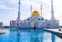 Kazakhstan Mosque Reflected In Tranquil Water Wallpapers
