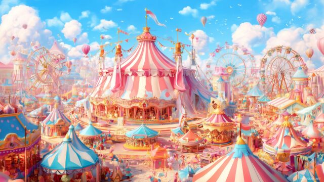 Kids Wallpaper For PC, A Colorful Circus Filled With Clowns, Acrobats, And Fun Attractions, Perfect For Captivating Young Minds
