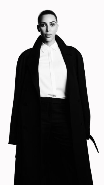 Kim Kardashian Elegant Black And White Portrait Perfect For Stylish Wallpapers