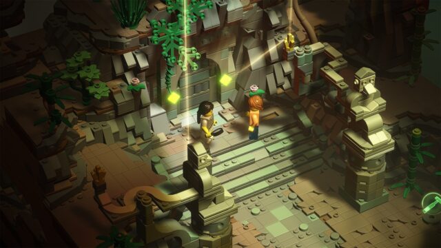 Lego Adventure Puzzle Game Wallpapers with Ancient Temple Exploration Scene