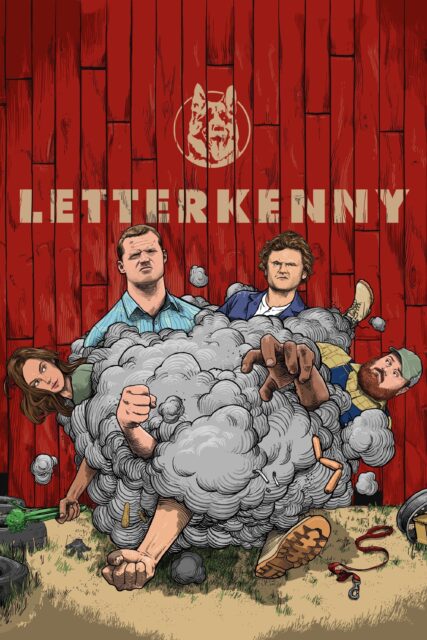 Letterkenny TV Series Characters Fighting In Smoke Cloud Wallpaper