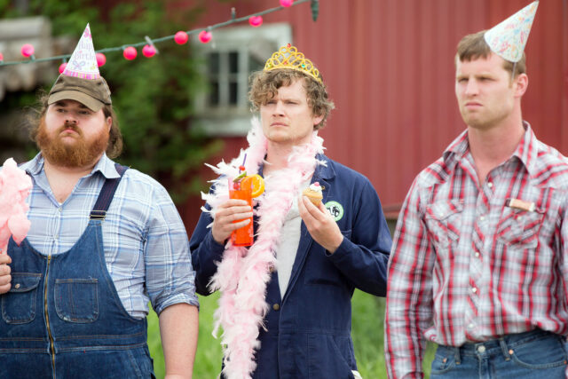 Letterkenny TV Series Characters At A Humorous Birthday Party Scene Wallpaper