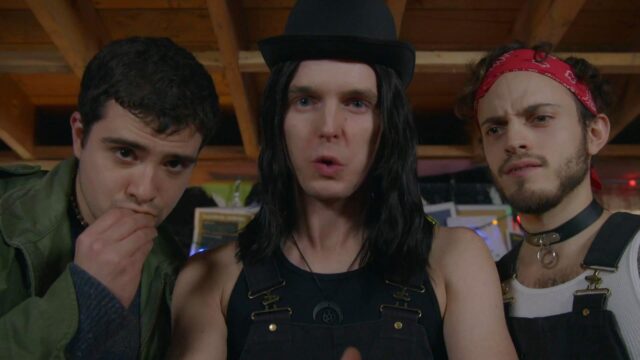 Letterkenny TV Series Wallpaper Featuring Three Characters In Distinct Outfits
