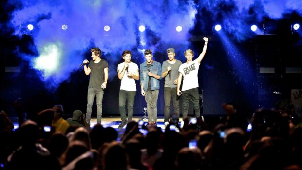 The concert wallpapers show a live band performing energetically on stage with light effects and a cheering crowd, 2K Desktop Wallpaper