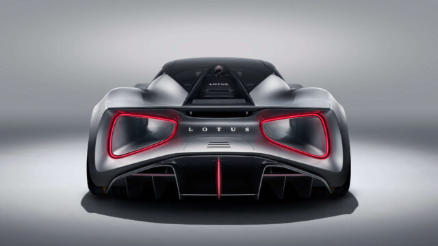 Lotus Evija Wallpapers Rear View Of Sleek Silver Electric Hypercar Design
