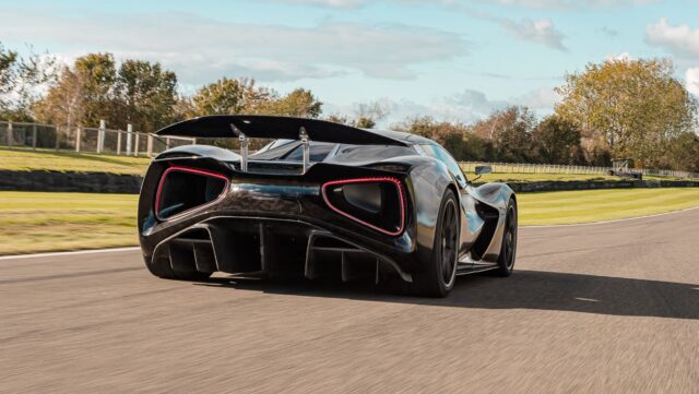 Lotus Evija Wallpapers Stunning Rear View Of Black Hypercar On Race Track