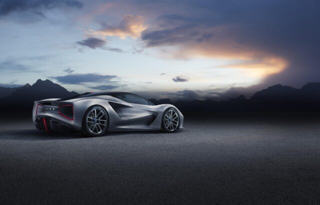 Lotus Evija Wallpapers Stunning Silver Electric Hypercar At Sunset With Mountain Background