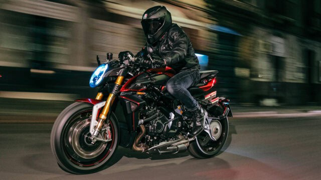 MV Agusta Brutale 1000 Motorcycle Rider Night Urban Street Wallpaper