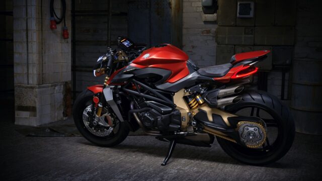 MV Agusta Brutale 1000 Red Motorcycle Wallpaper in Urban Industrial Setting