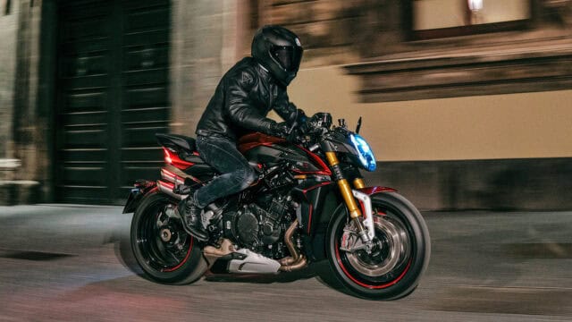 MV Agusta Brutale 1000 Rider Speeding Through City Night Wallpaper