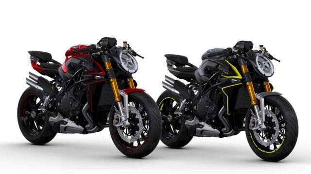 MV Agusta Brutale 1000 Sporty Motorcycles in Red and Black Neon Green Versions